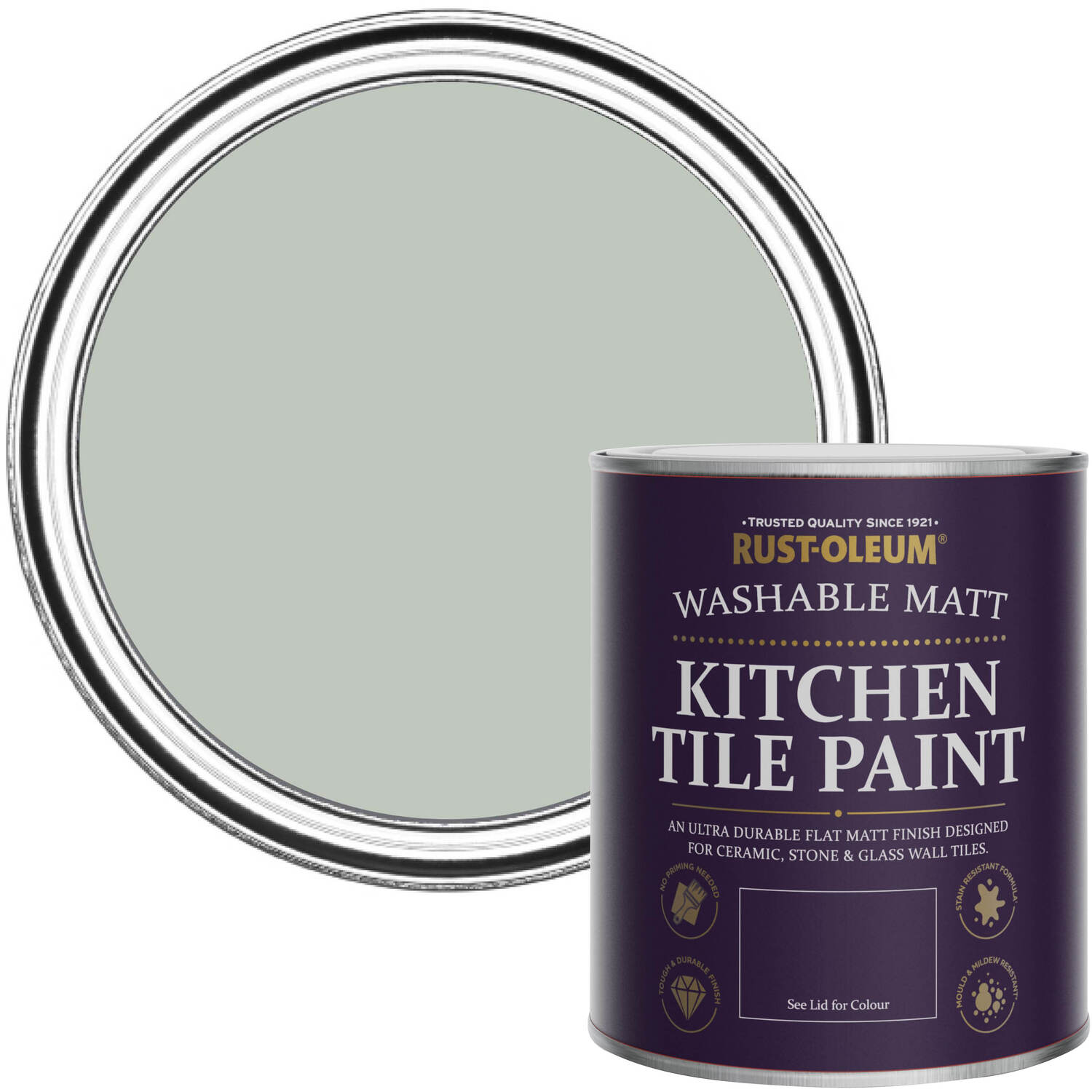 Rust-Oleum  Kitchen Tile Paint Matt - Chalk Green 750ml -  green