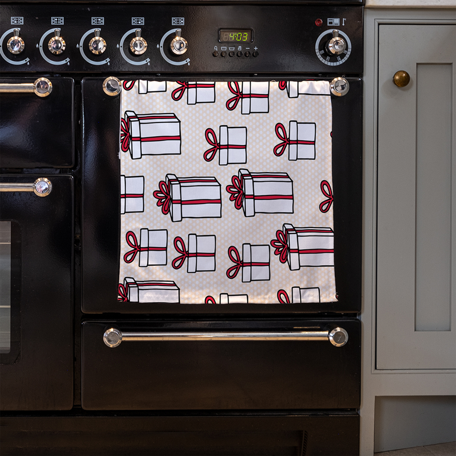 Simple Pattern Kitchen Towel - Red