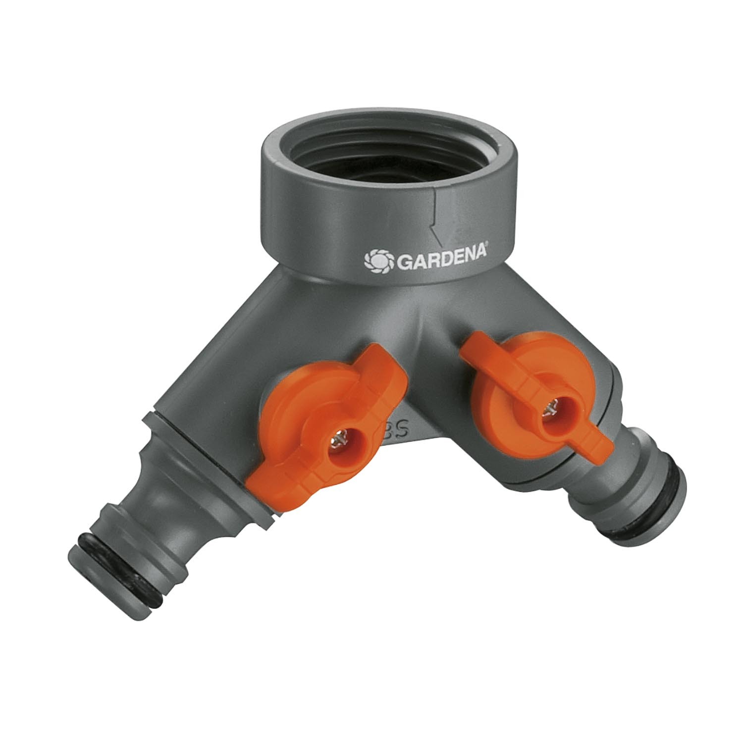 Gardena Twin Garden Tap Connector - Grey
