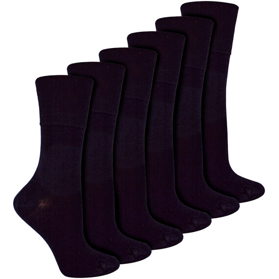 6 Pack Ladies Non Elastic Bamboo Diabetic Socks