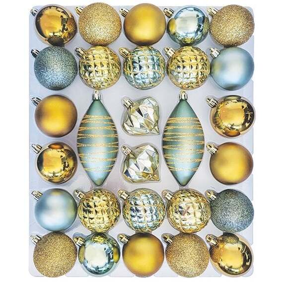 Champagne Gold and Sage Green Shatterproof Baubles 