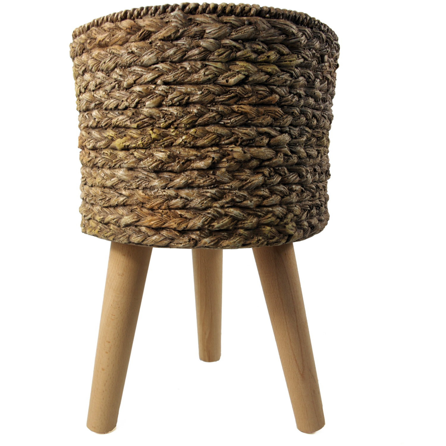 Leaf Indoor Planter with Legs - Fibreglass Composite - 39 x 26cm - Brown - Image 7