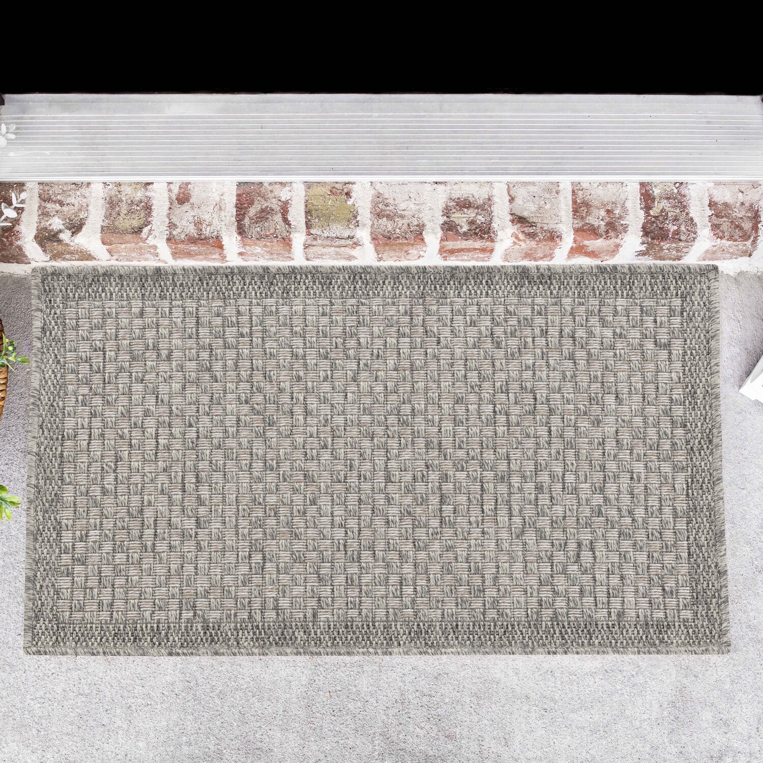 Modern Checkered Design Outdoor-Indoor Waterproof Rugs - Silver / 50x80 cm Rectangle