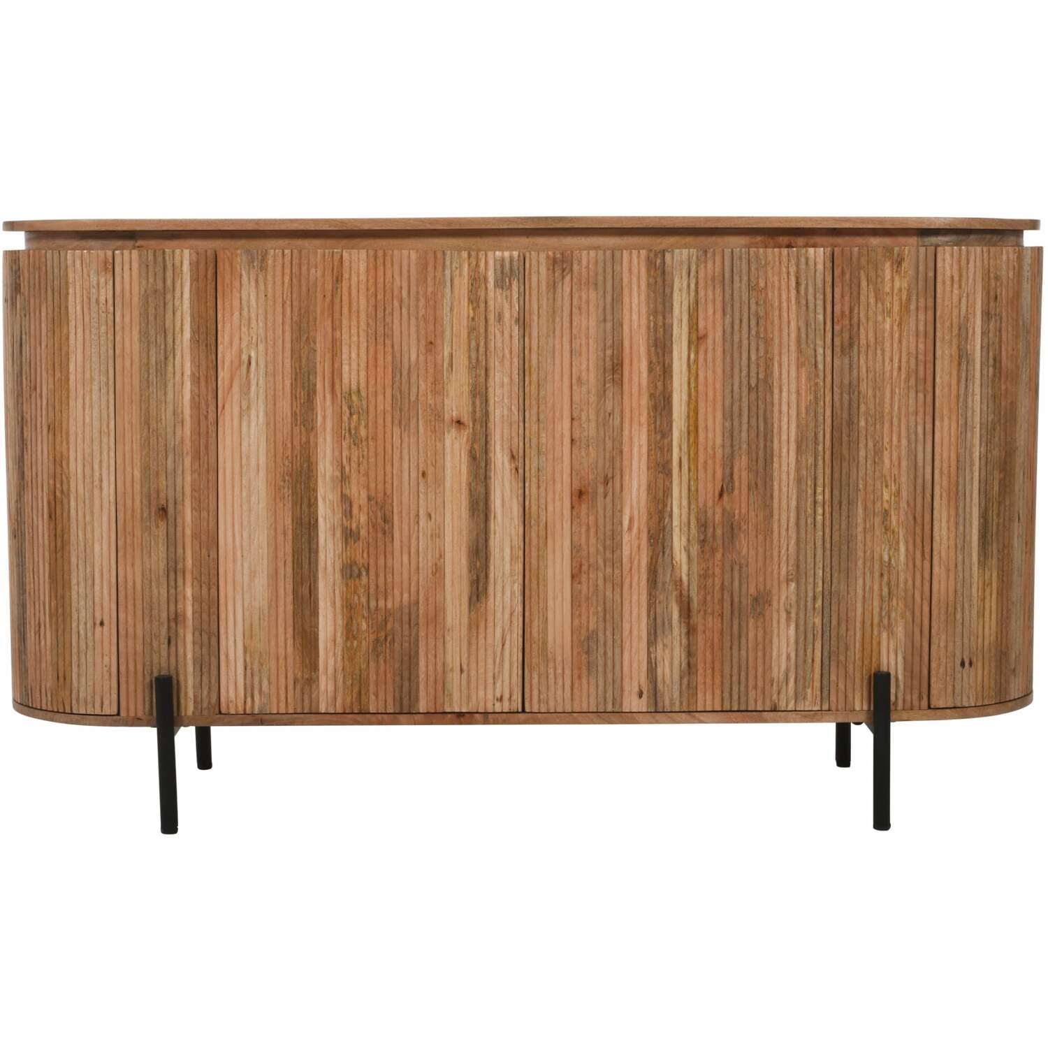 York Solid Wood Sideboard With Metal Legs - Brown