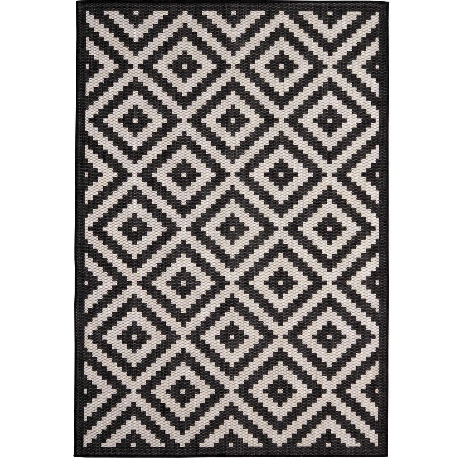 Ecology Collection Diamond Outdoor Rug - Black / 200cm