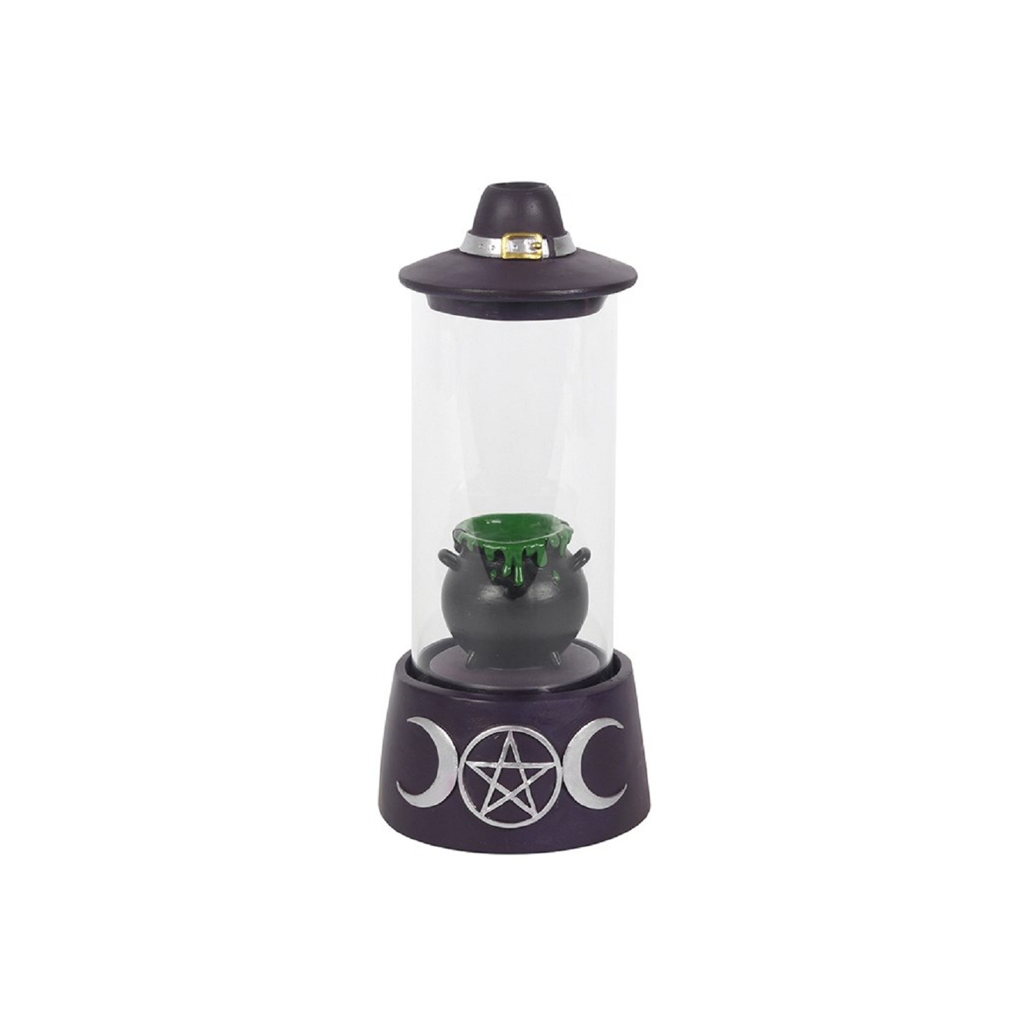 Enclosed Hat and Cauldron LED Backflow Burner - Charcoal