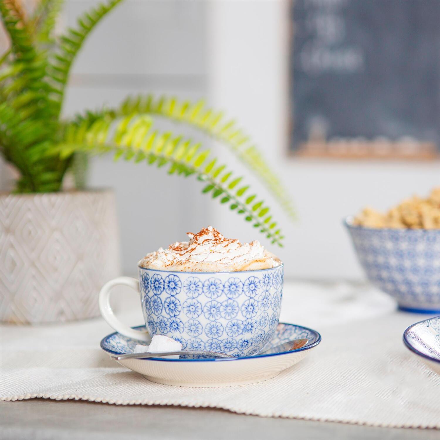 Image of Pack of 6 Hand-Printed Cappuccino Cups&hellip;