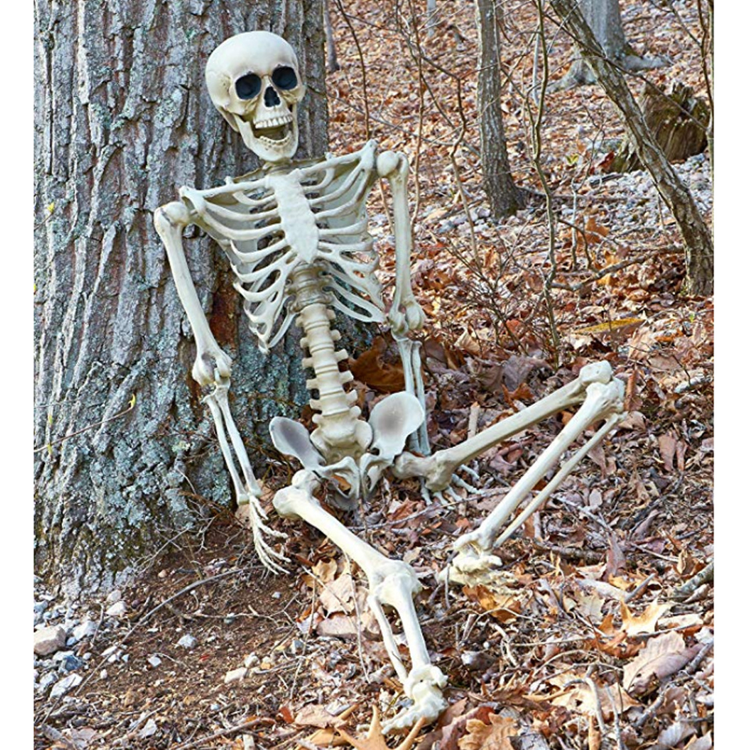 Livingandhome Halloween Lifelike Skeleton Posable Joints Diy Gesture - White