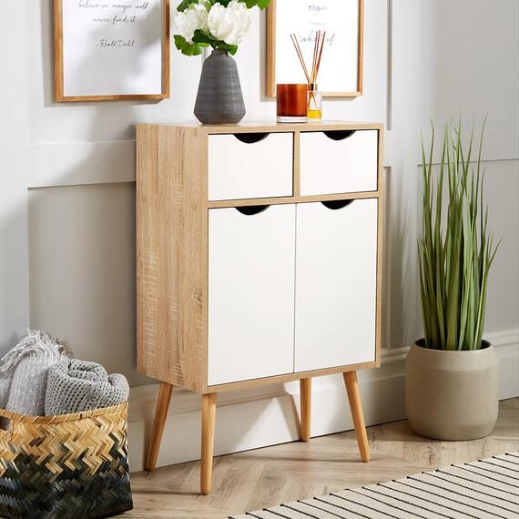 Home Source Boden 2 Door Cupboard with 2 Drawers Storage Unit