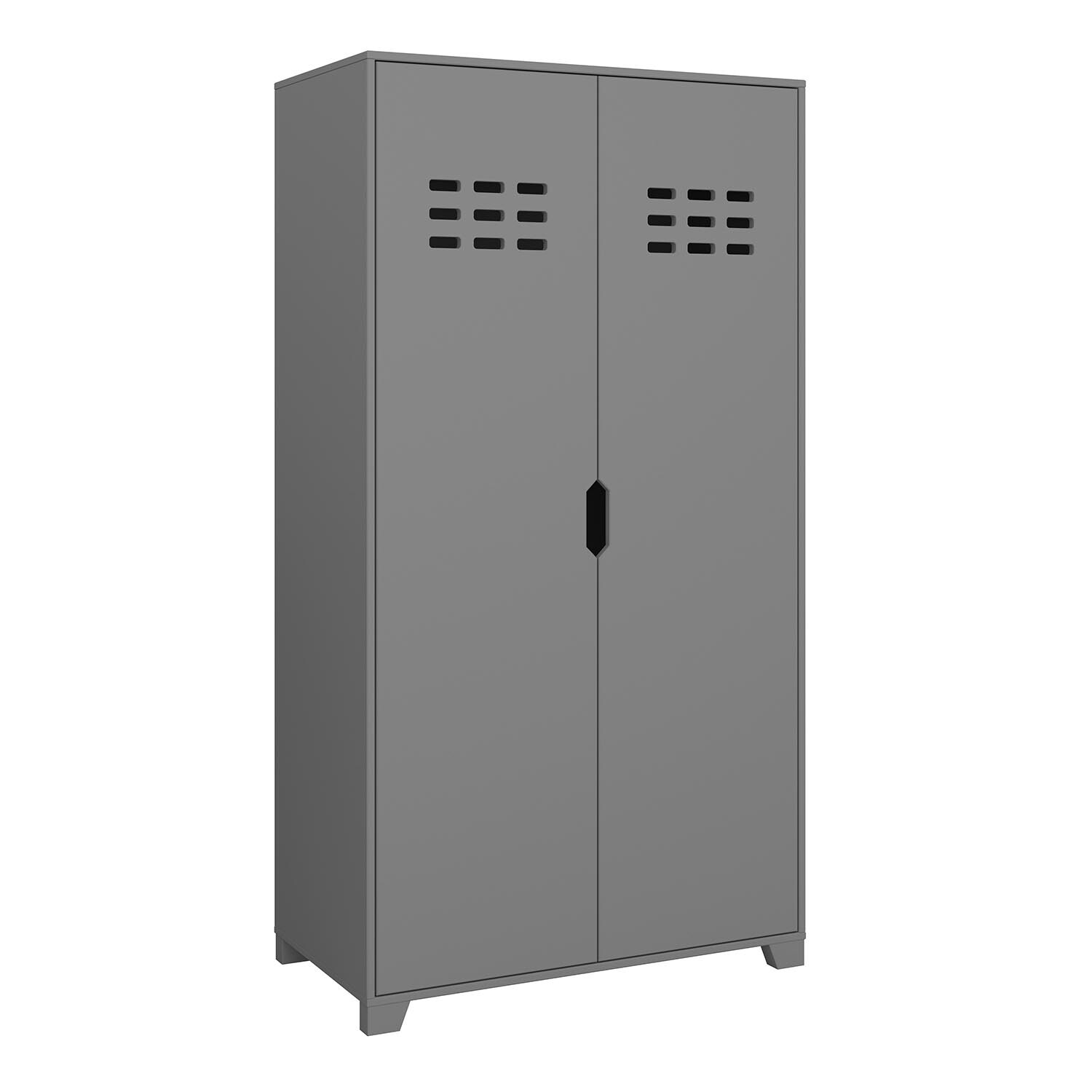 Loke 2-Door Wardrobe - Grey thumbnail