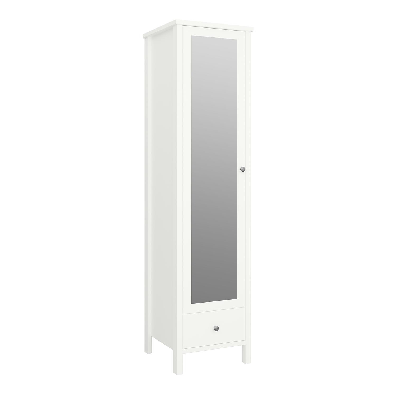 Tromso 1-Door Mirrored Wardrobe - White thumbnail