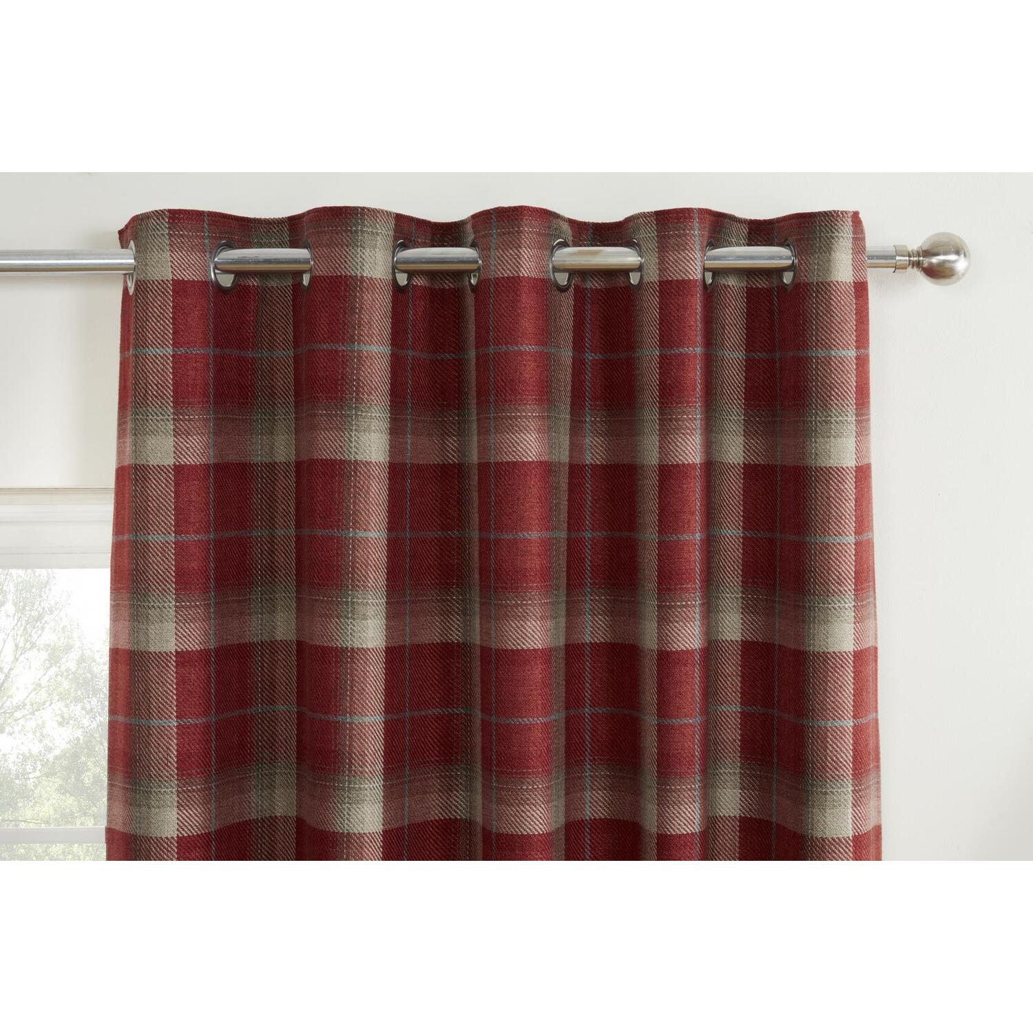 Carnoustie Checked Eyelet Blackout Curtains - Red / 183cm / 168cm