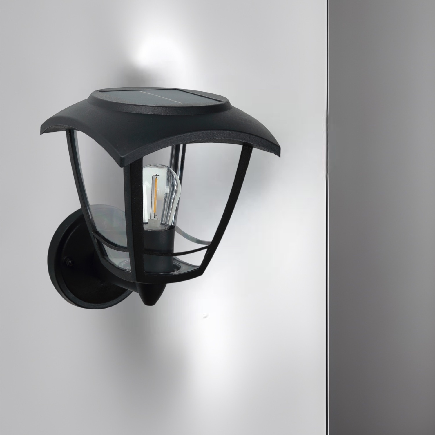Cgc Lara Black Solar Outdoor Wall Light Traditional Filament Led Warm White - Black