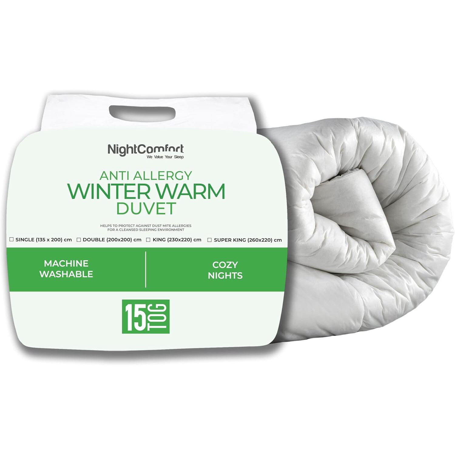 15 Tog Winter Warm Ultra Snuggle Duvet - White Double
