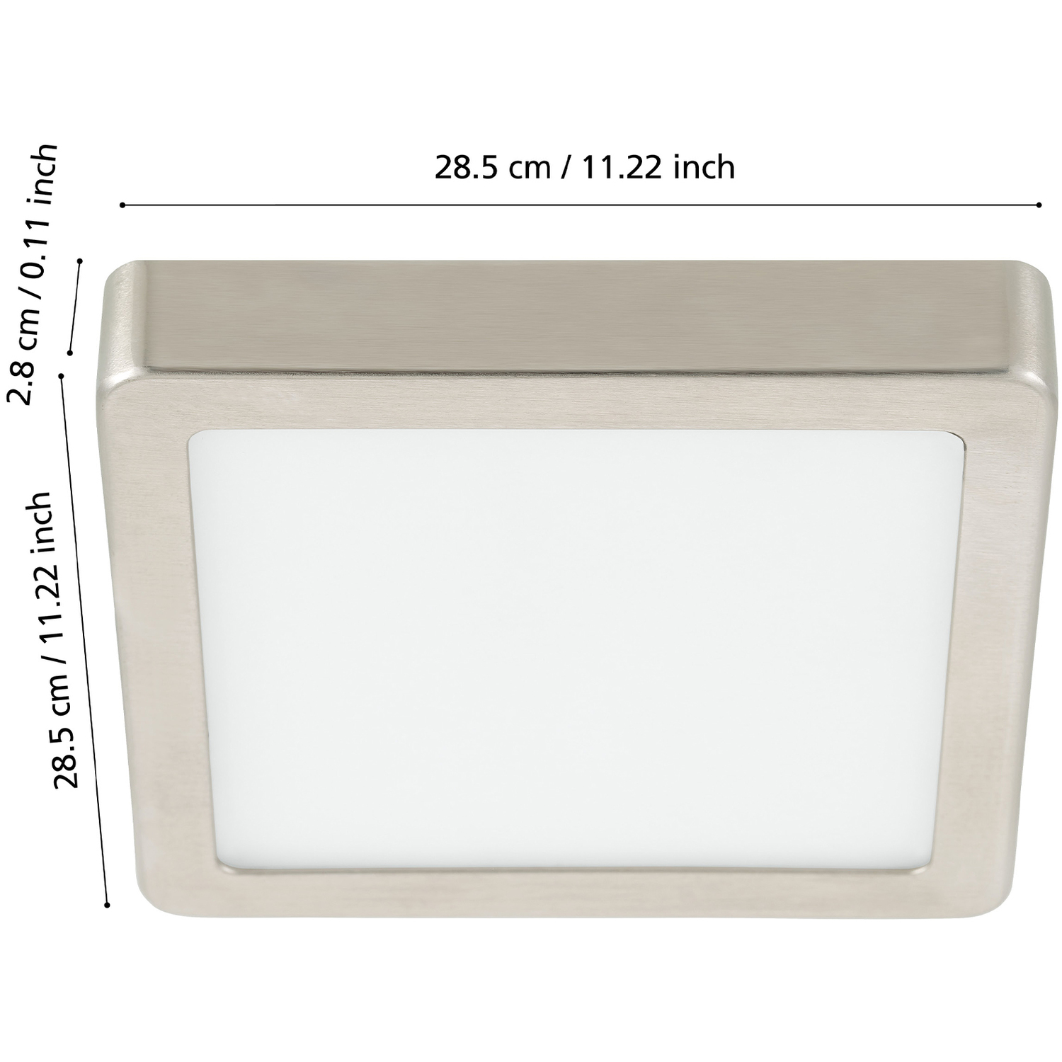 Eglo Fueva-z Square Satin Nickel Smart Control Colour Changing Led Ceiling Light - Silver