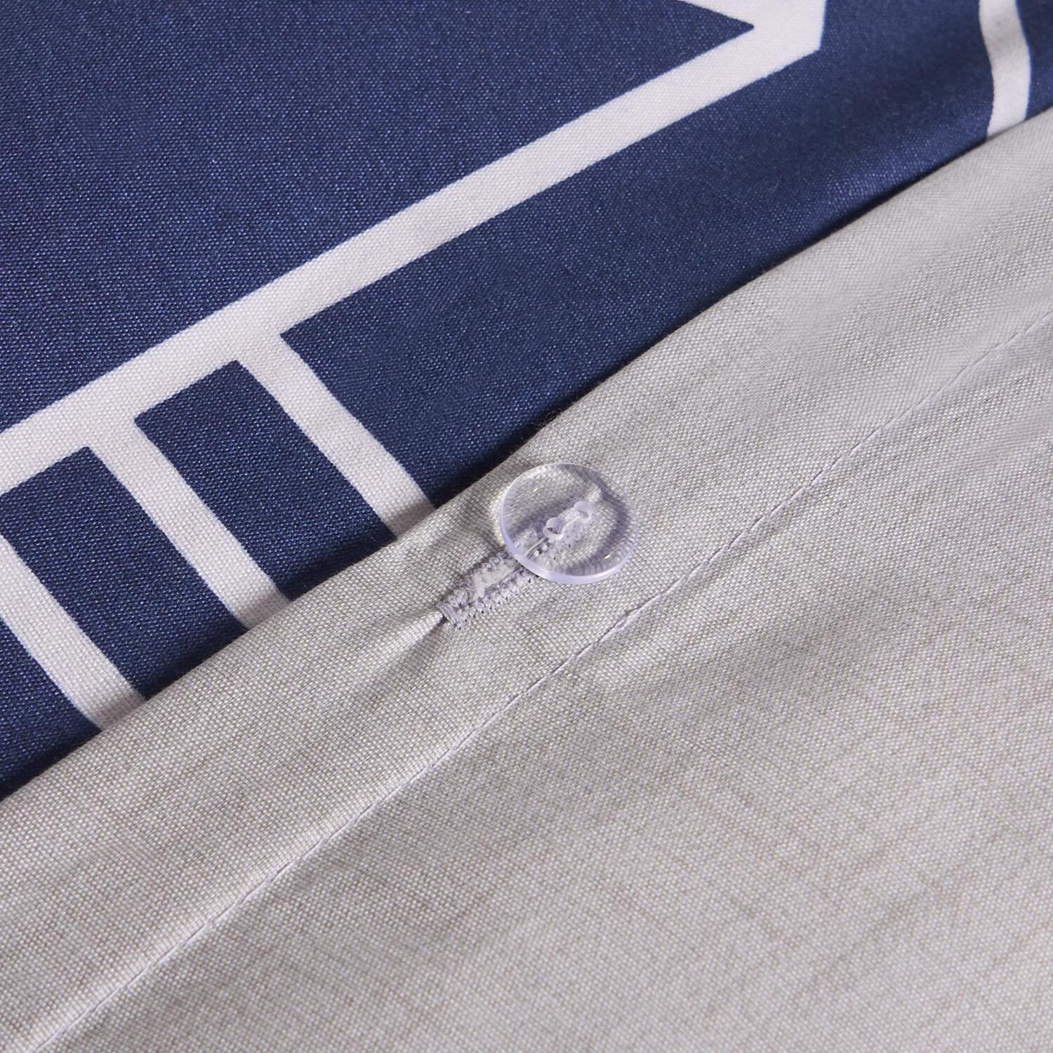 Twin Pack Of Grid Duvet Cover Sets - Navy Double