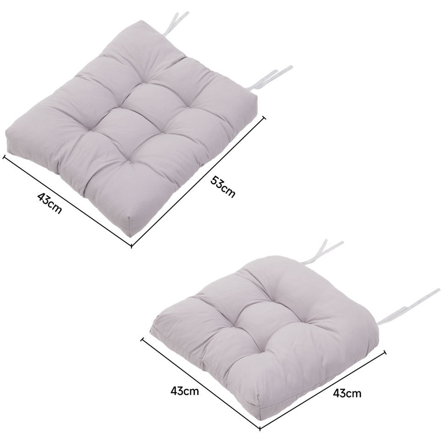 Set Of 2 Outdoor Lounge Chair Cushion Set - Grey