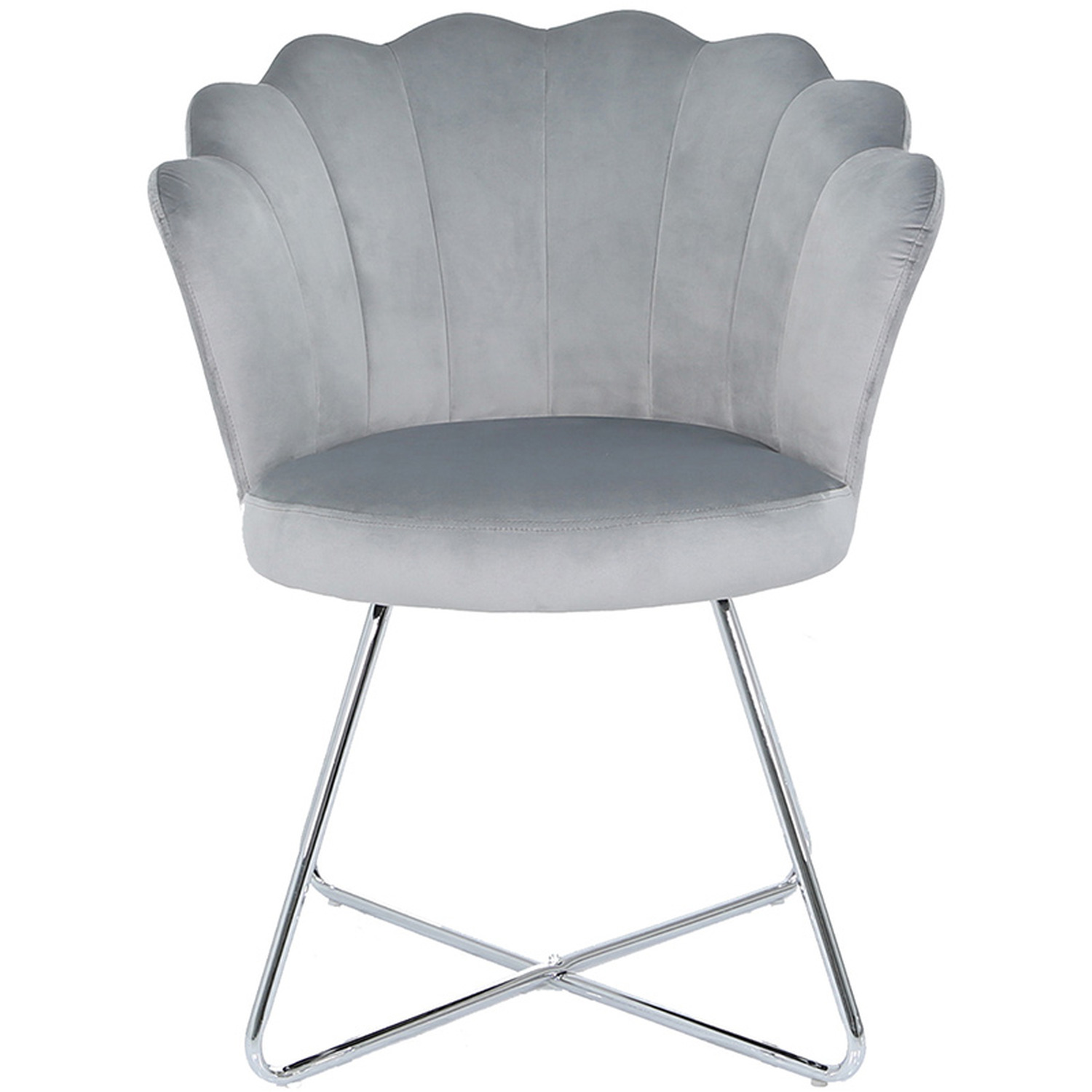 Velvet Shell Dining Chairs With Silver Legs - Shiny