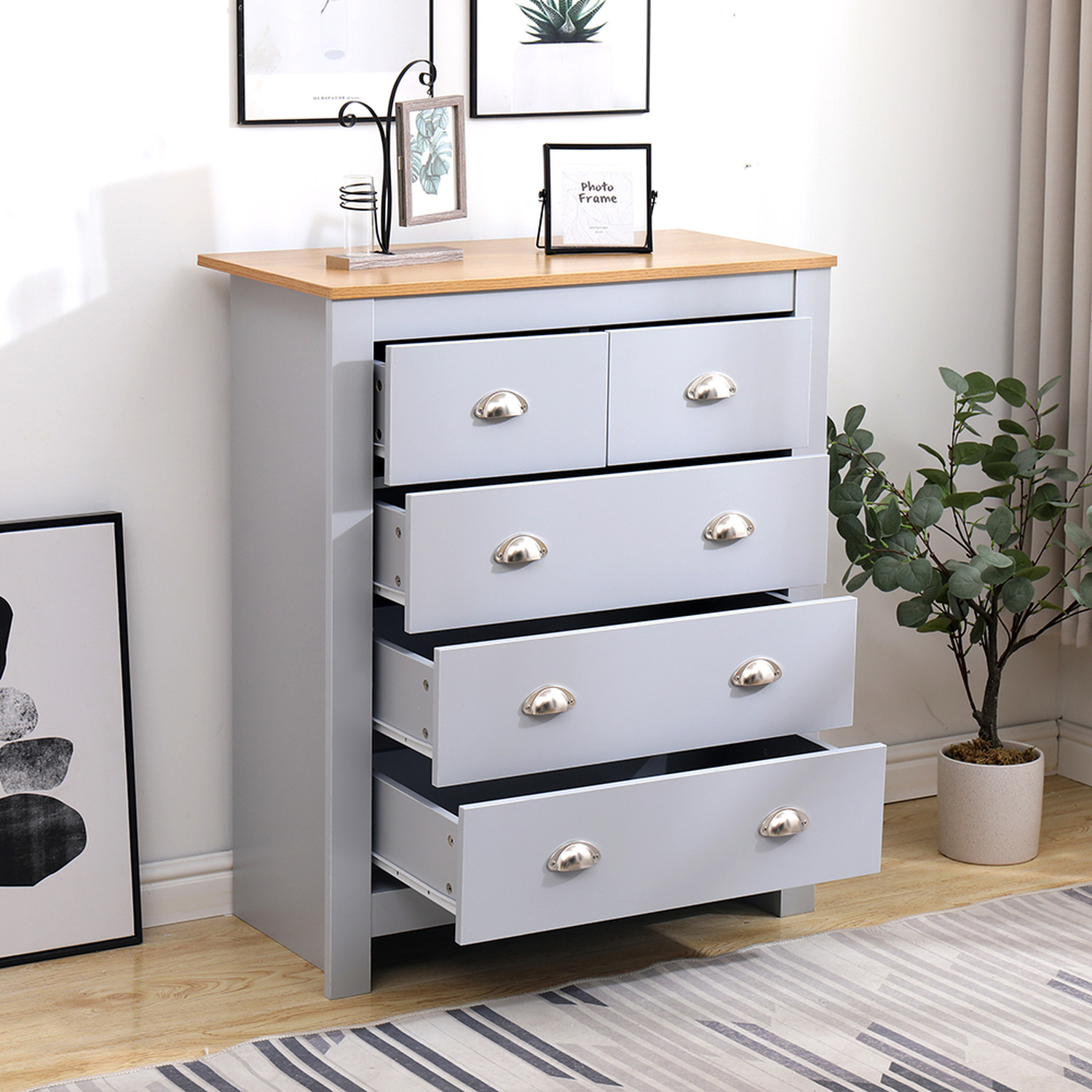 Hmd 5 Drawers Chest Of Drawers - White