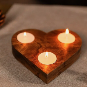 Wooden Heart Tealight Holder