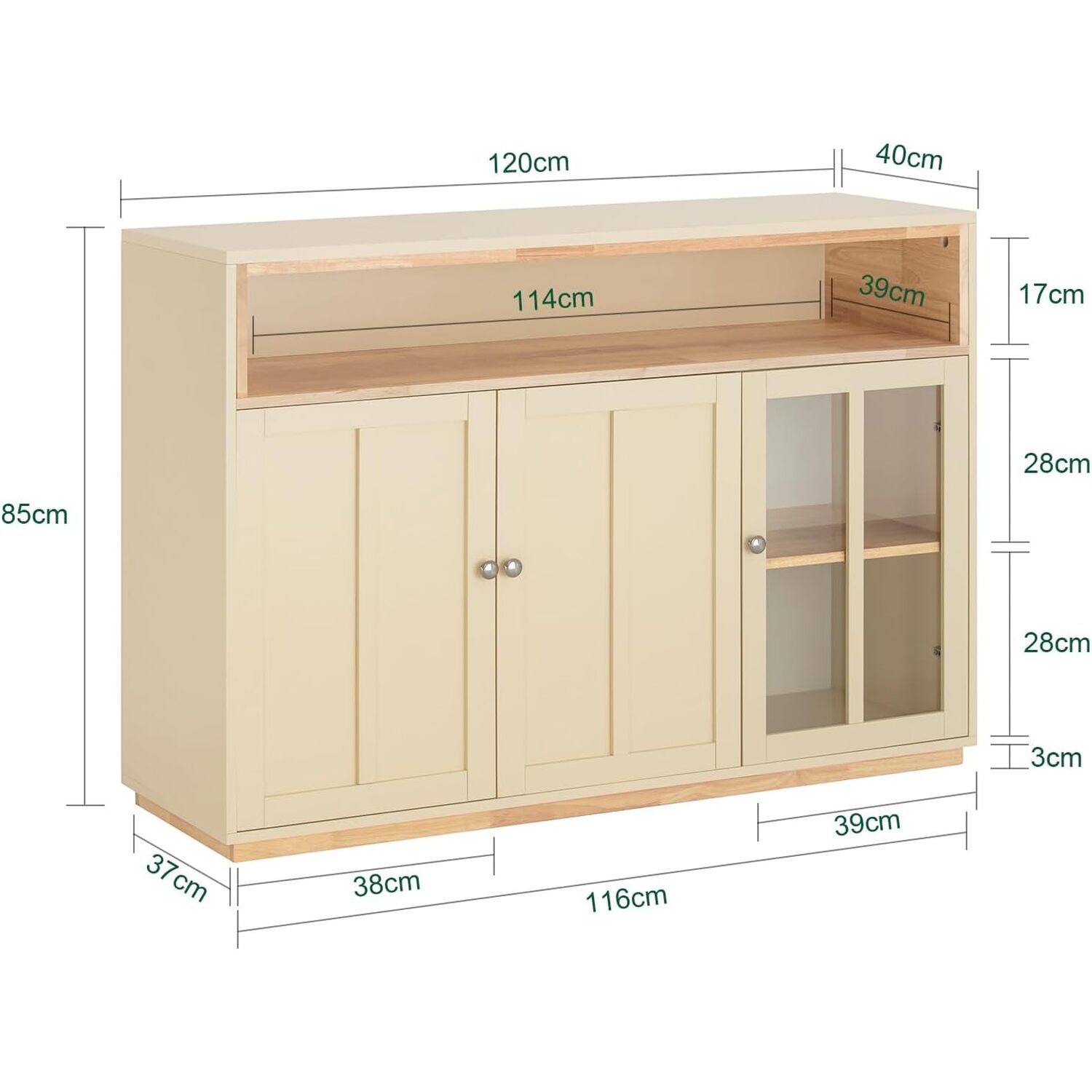 Sideboard With 3 Doors - Beige
