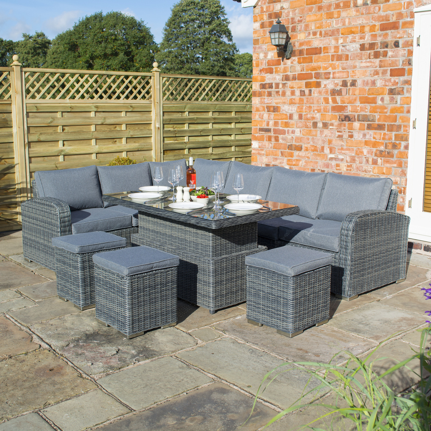 Thornbury Corner Rattan Dining Set - Grey