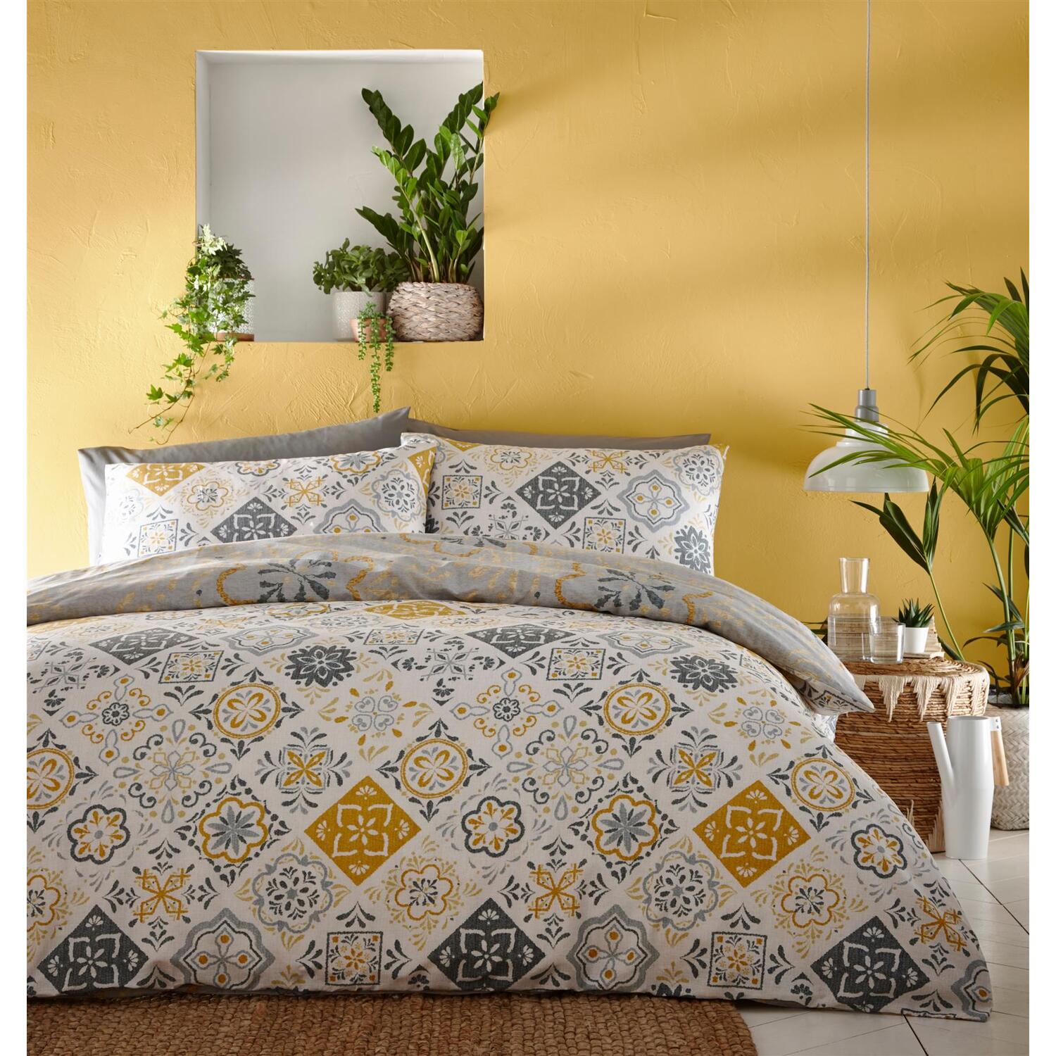 Morocco Print Duvet Cover Set - Yellow Double