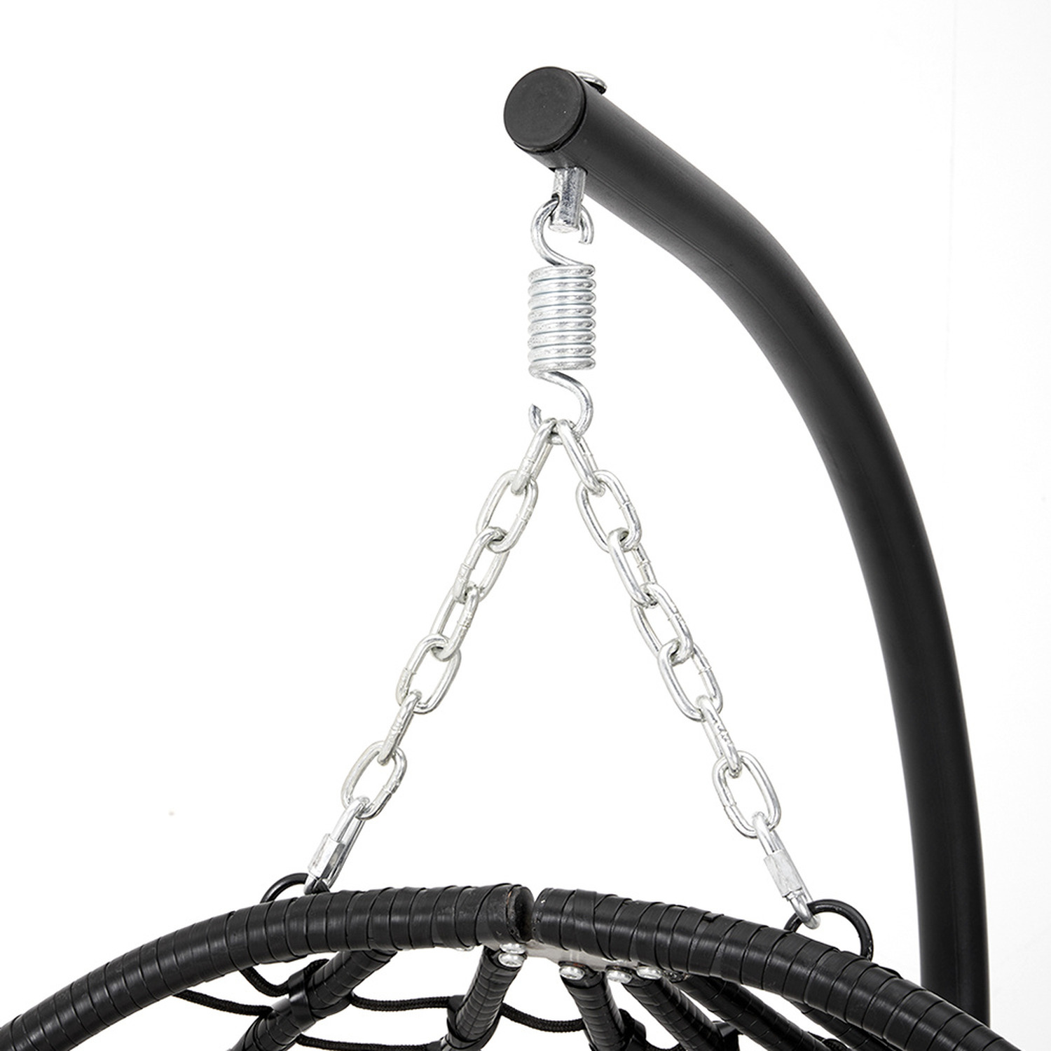Folding Garden Hanging Egg Chair With Cushion - Black