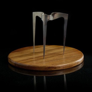Burger Skewer Stainless Steel with Wooden Plate 20cm Diameter