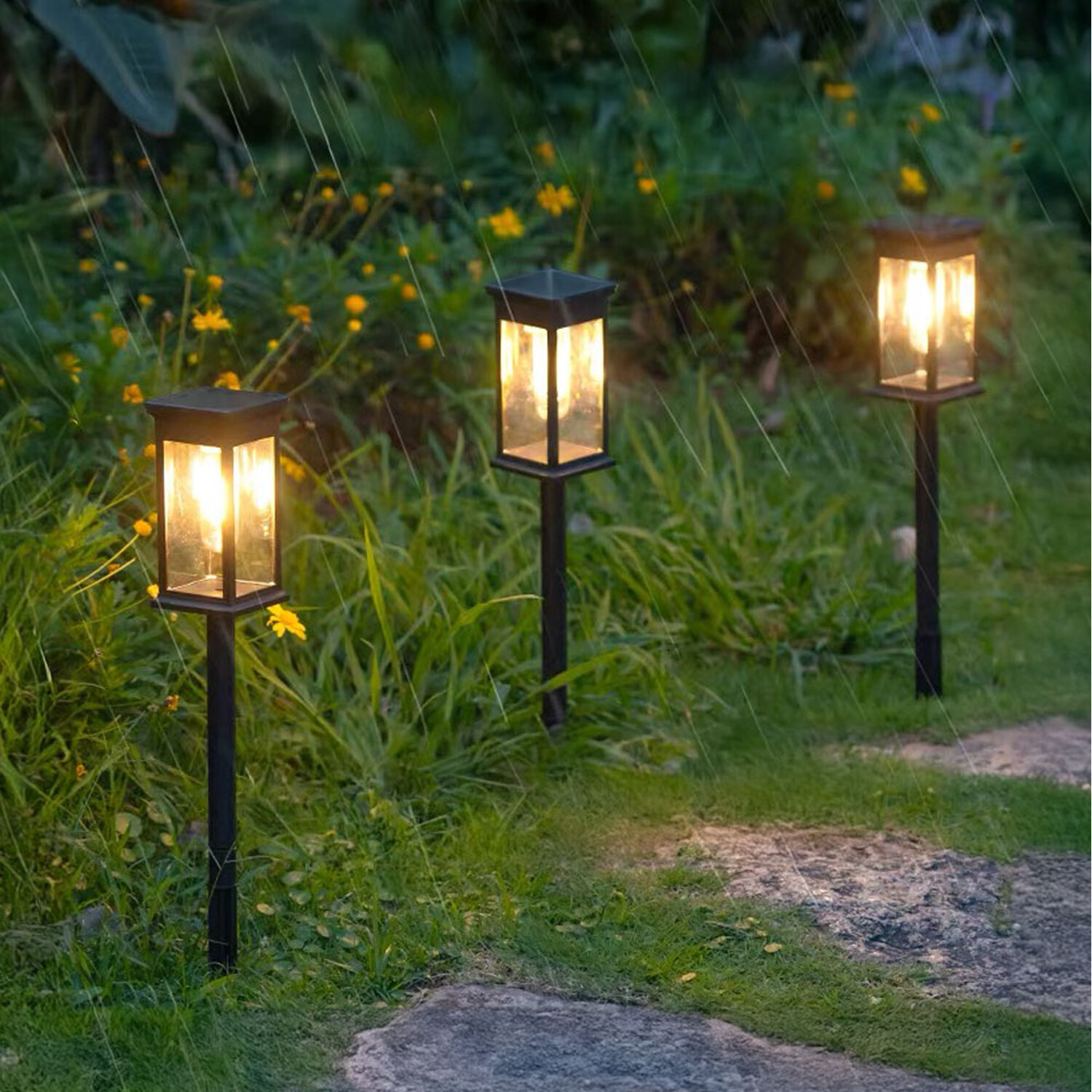 Image of 8Pcs Garden Solar-Powered Pathway Lights -&hellip;
