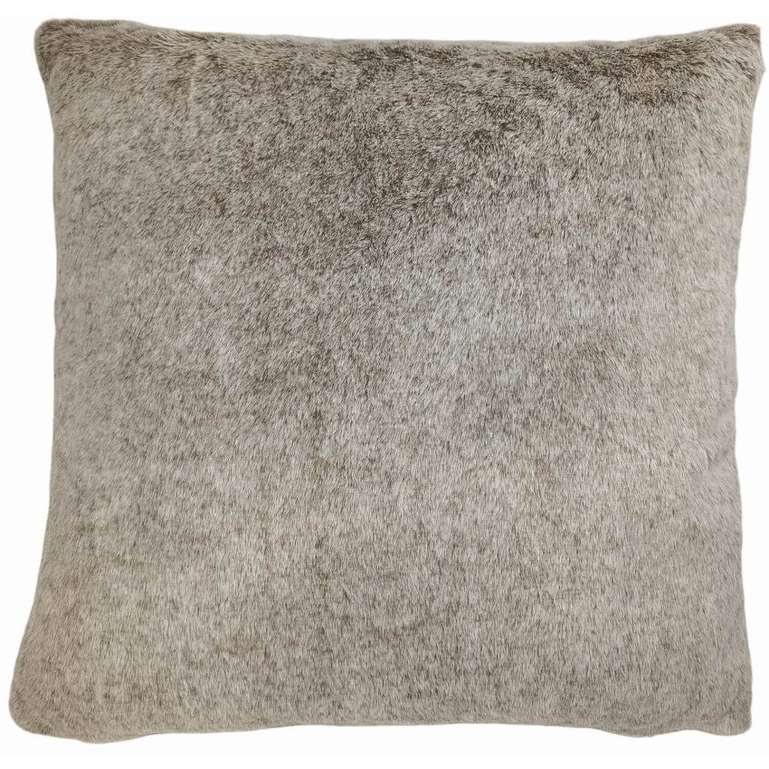 Pack of 2 Rustic Faux Fur Cushion Covers - Grey