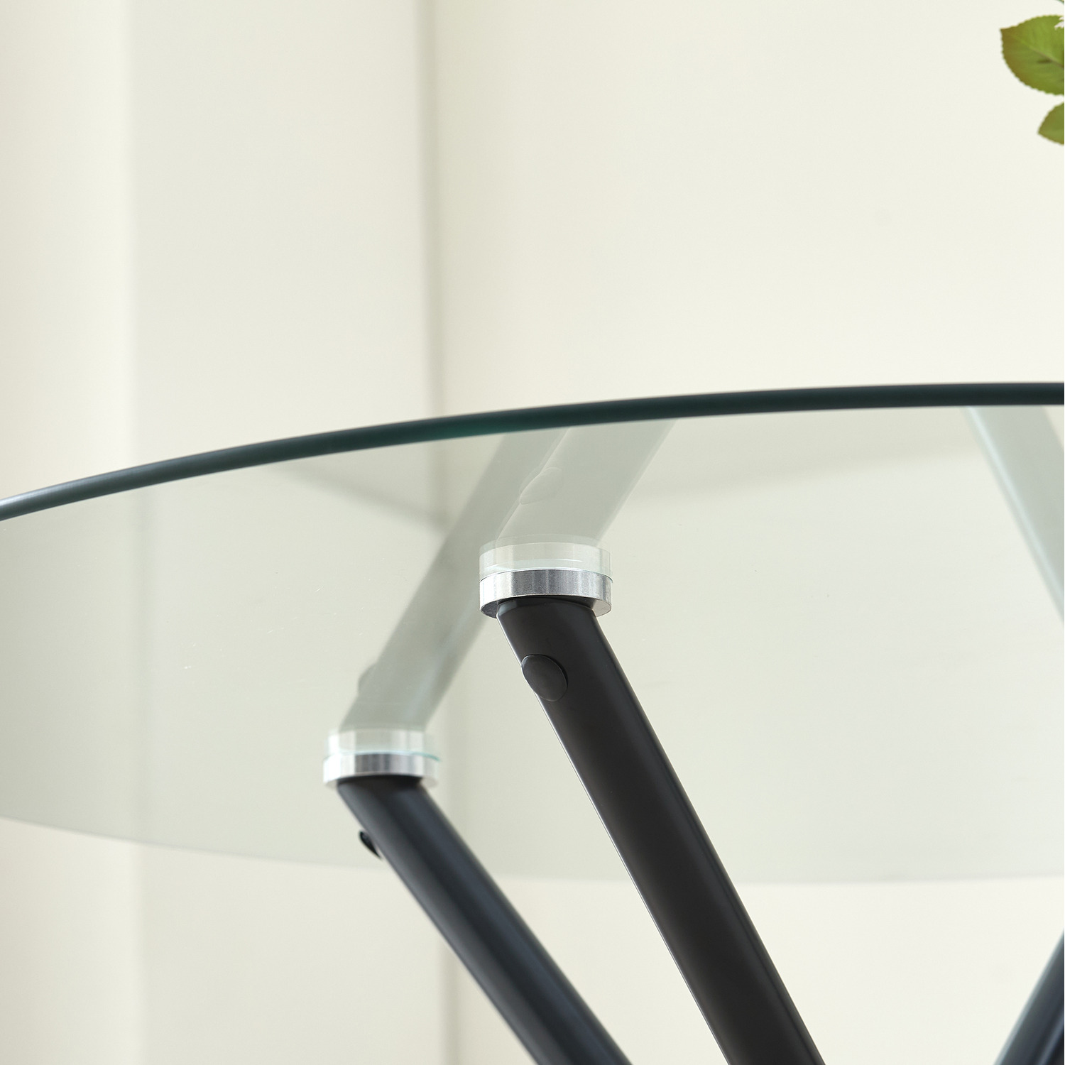 New York Circle Glass Dining Table With Starburst Black Legs - Black