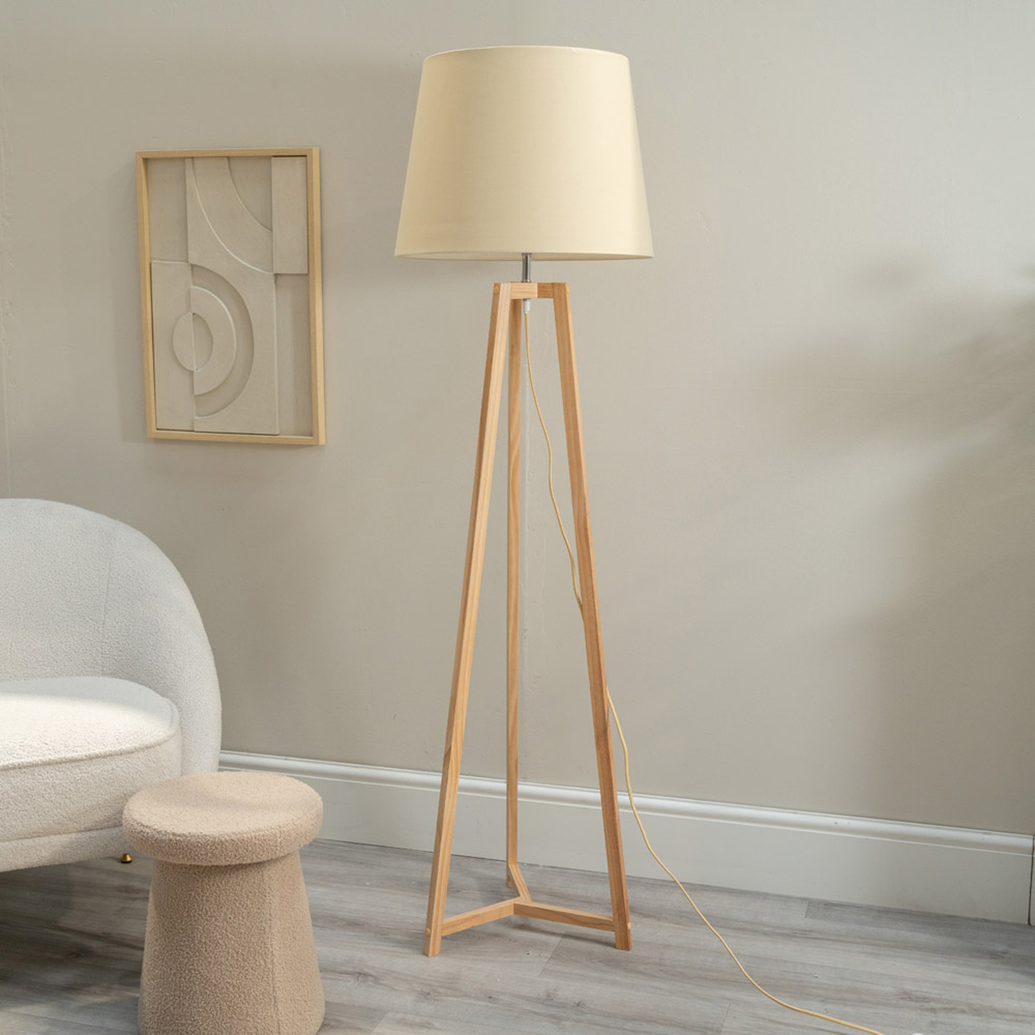 Image of Lottie Natural Floor Lamp with Tapered&hellip;