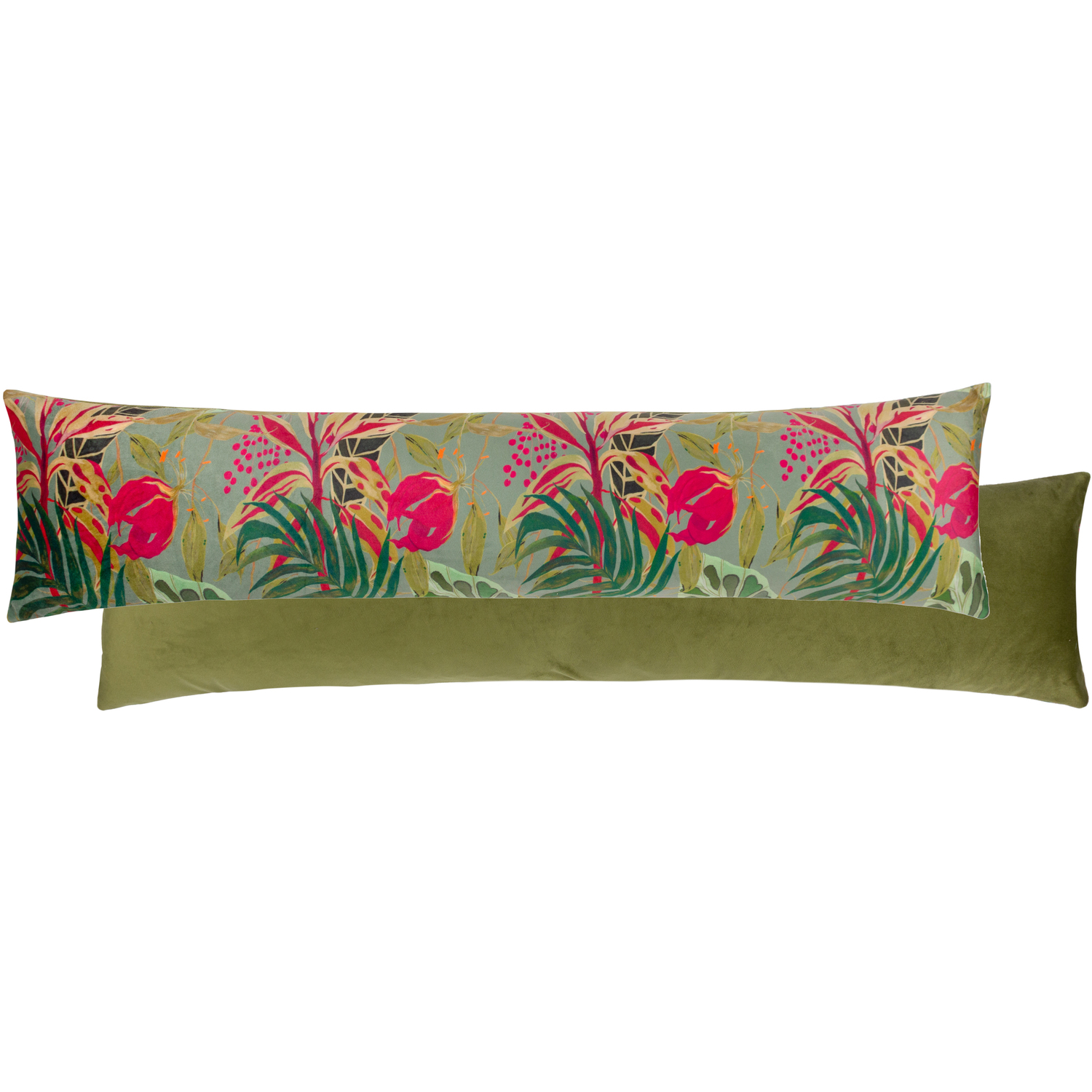 Kali Jungle Foliage Velvet Draught Excluder - Green