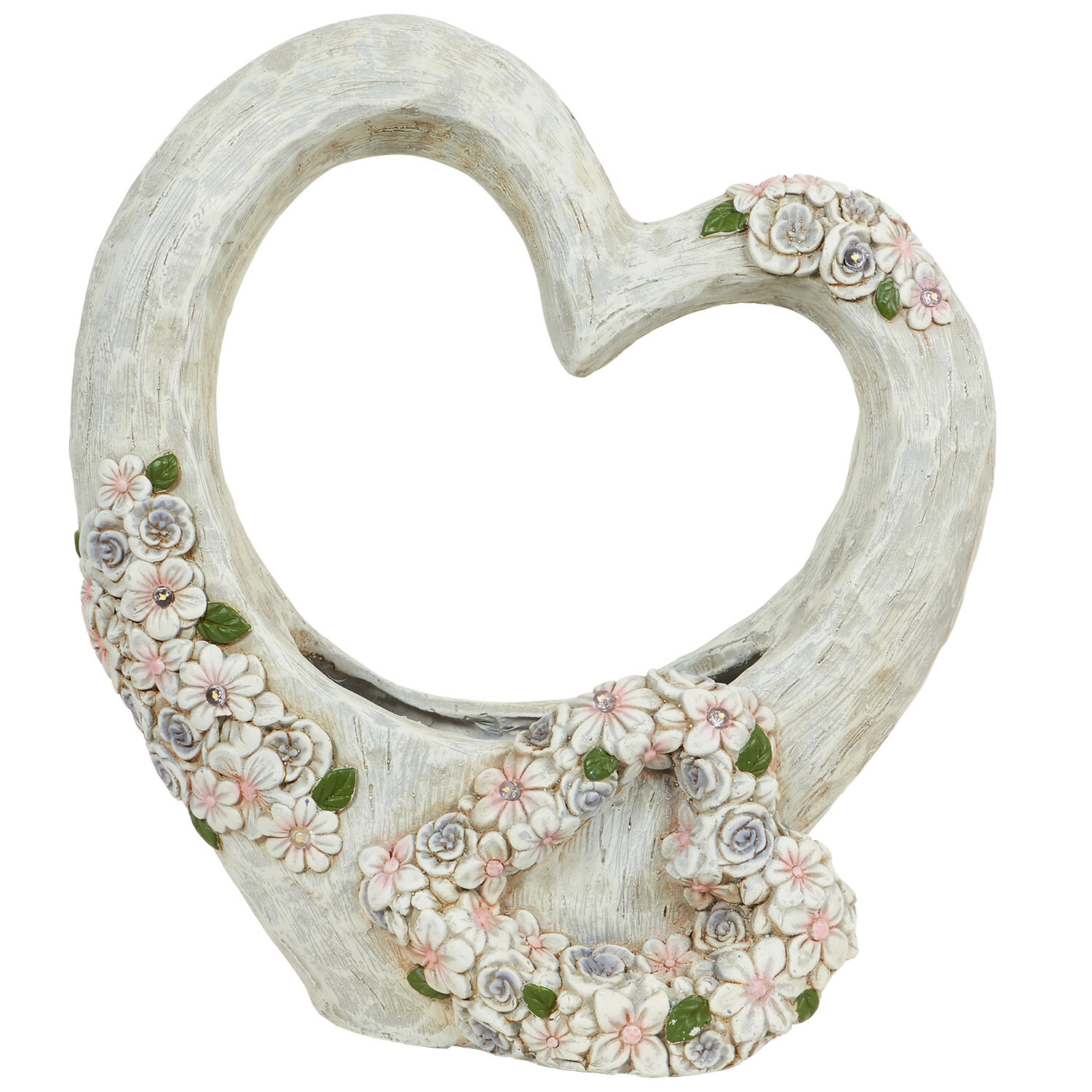 Image of Solar Double Floral Heart Planter