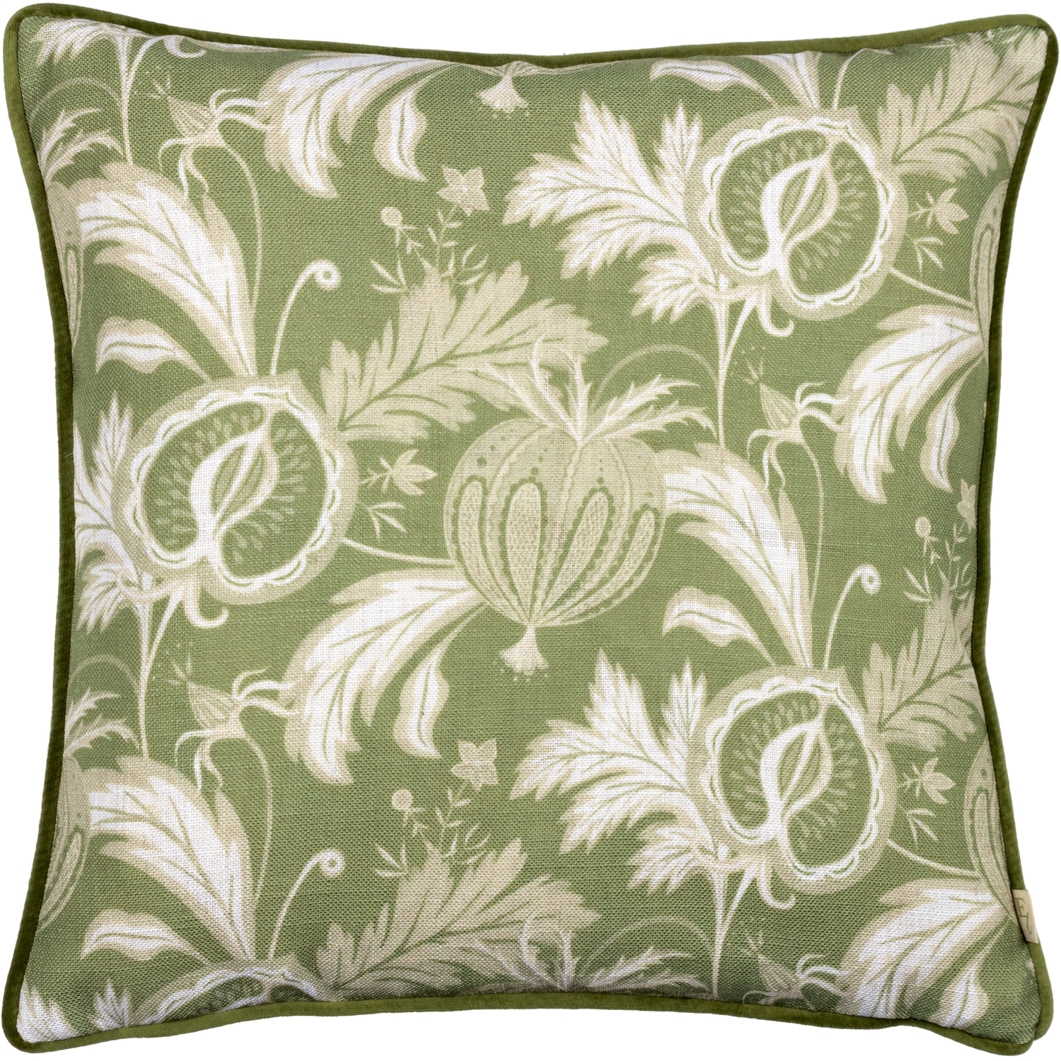 Chatsworth Heirloom Piped Cushion - Olive / 80 Polyester 20 Feather