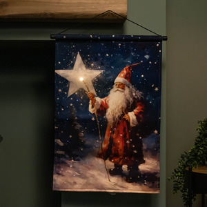 Light up St Nick Fabric Hanging Christmas Banner