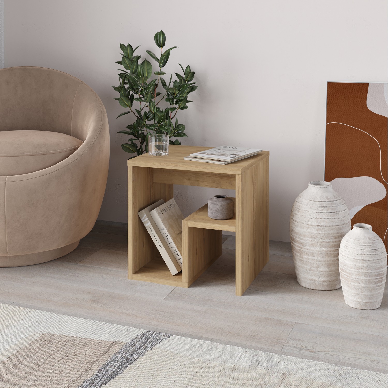 Decortie Bon Modern Side Table - Oak