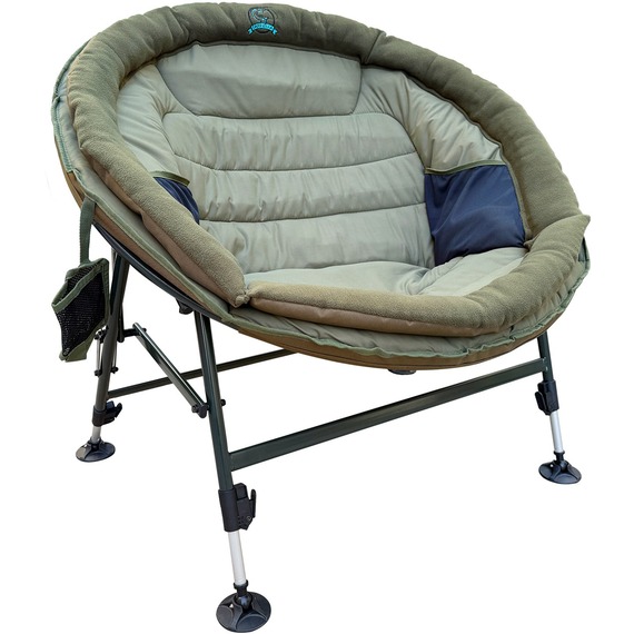 CARPZILLA Foldable Wide Round Fishing Chair Sunchair Adjustable Legs Green 