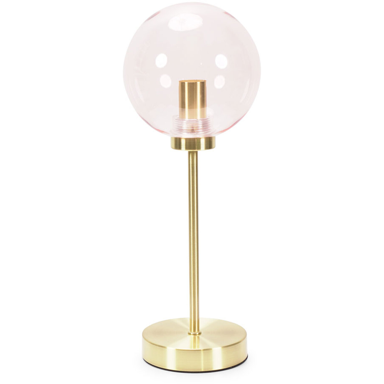 Frenchie Pink Tinted Glass Globe Gold Stem Table Lamp with LED Bulb - Gold