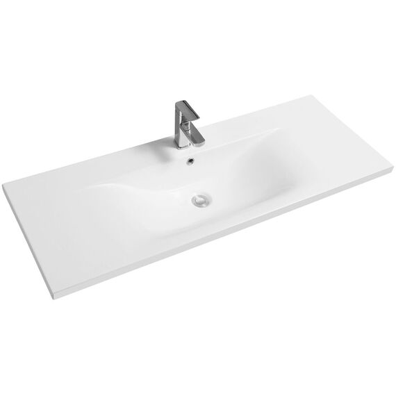 Ceramic 121cm Thin-Edge Inset Basin with Dipped Bowl