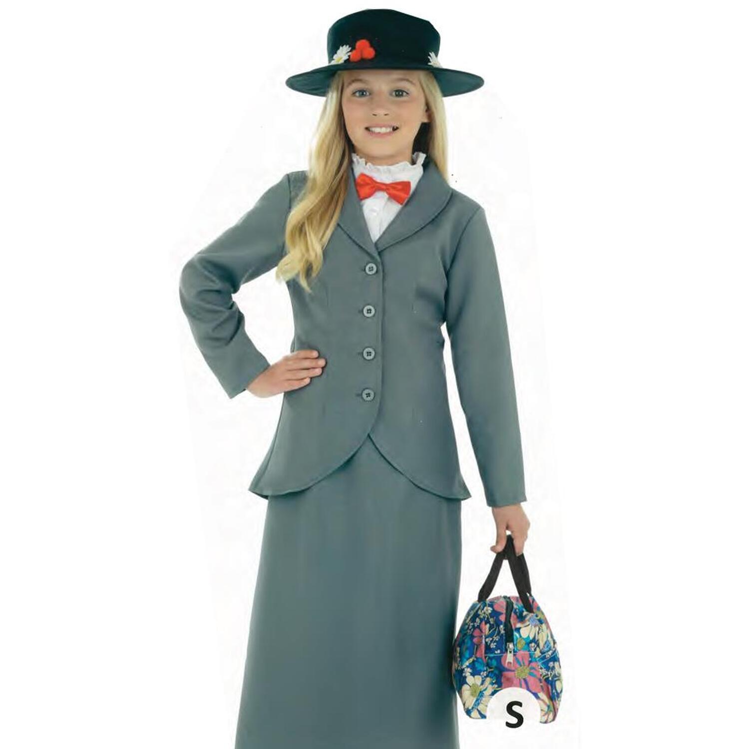 Fun Shack Kids Victorian Nanny Costume Small Age 4-6 Years - Grey