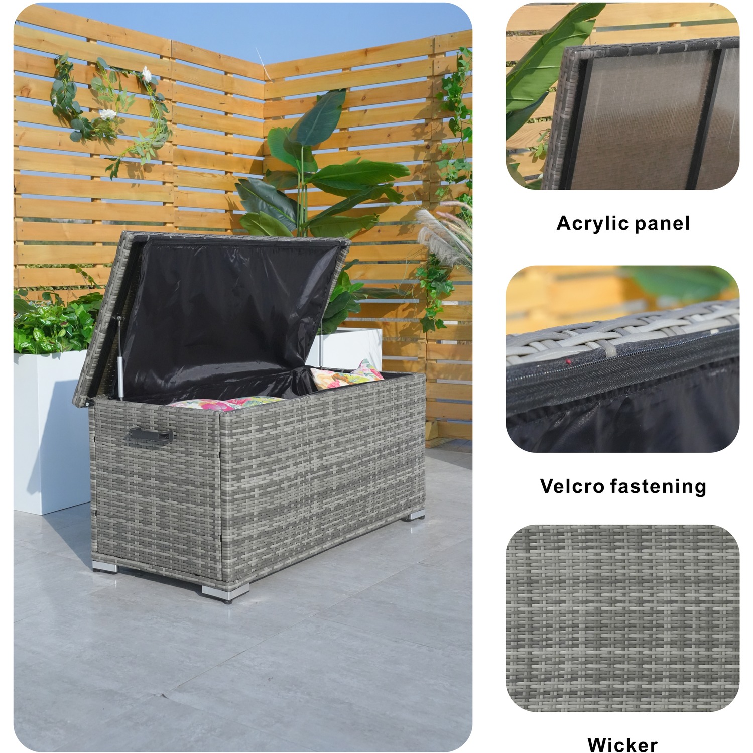 Outside Rattan Storage Abrihome 243L Iron Outdoor Rattan Storage Box
