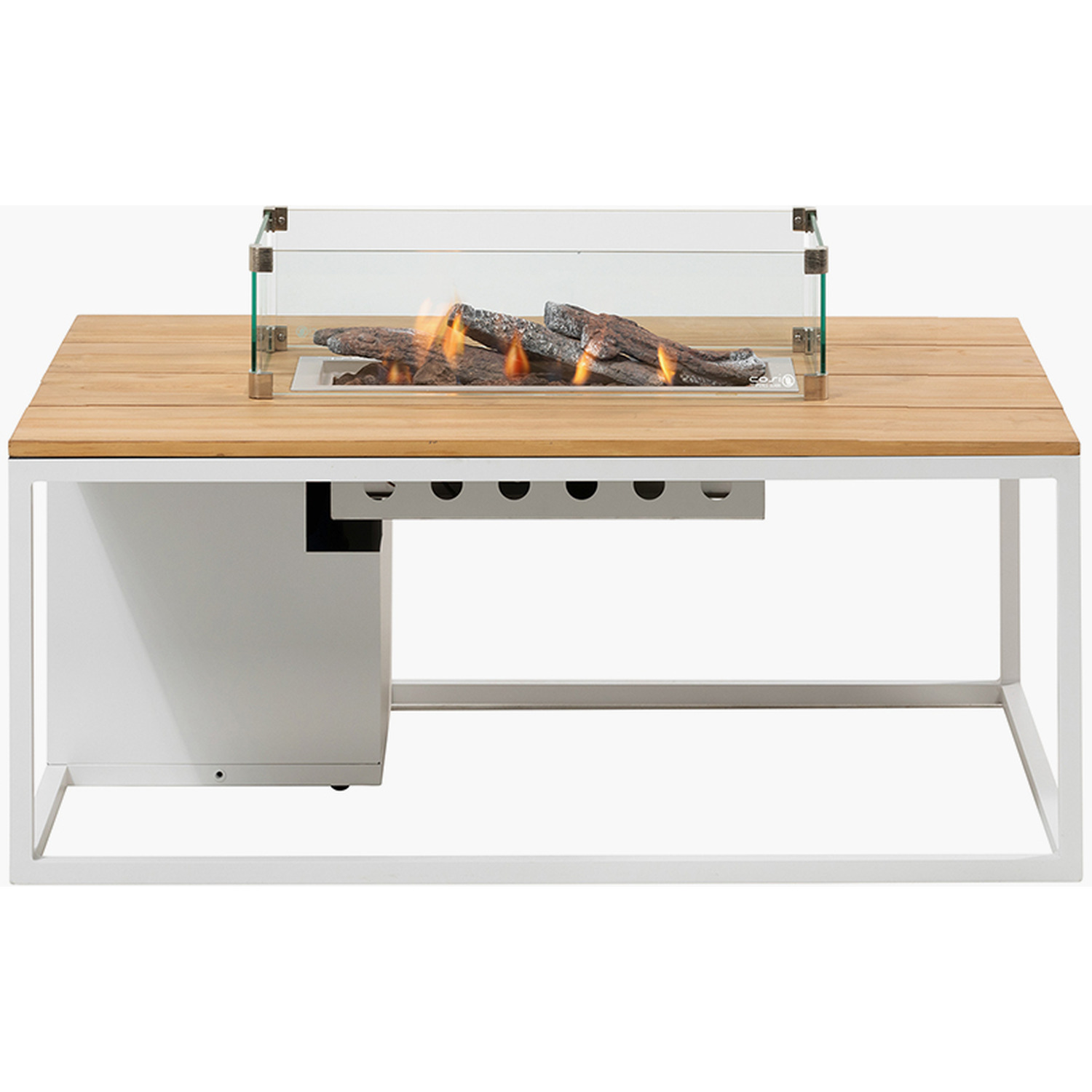 Cosiloft 120 White And Grey Garden Fire Pit Table Outdoor With Glass Fire Guard - Natural