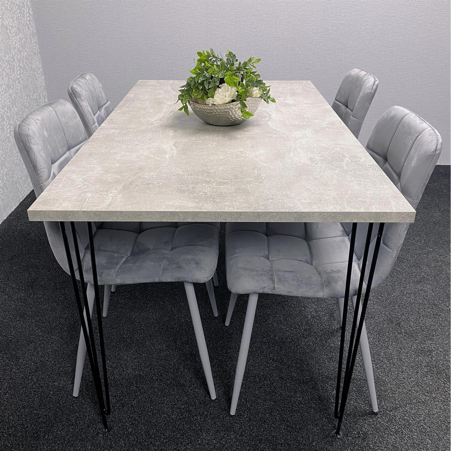 Kosy Koala Iron Stone Dining Table Set With 4 Chairs - Grey