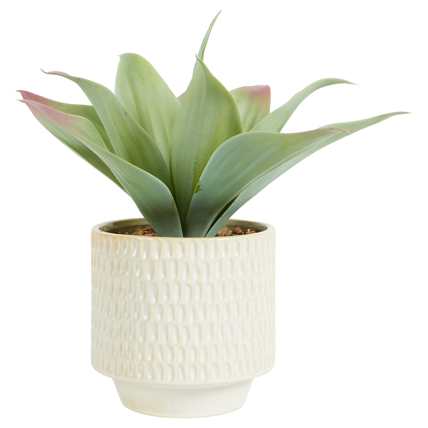 Faux Agave Plant in Dimpled Pot - Green