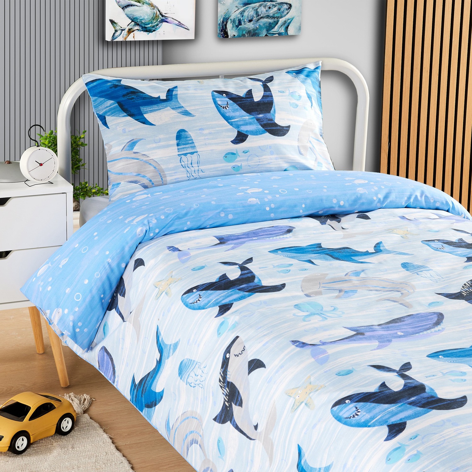 Sharks Duvet Set - Blue Double
