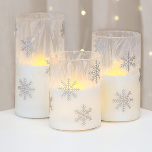 Set of 3 Snowflake LED Candles