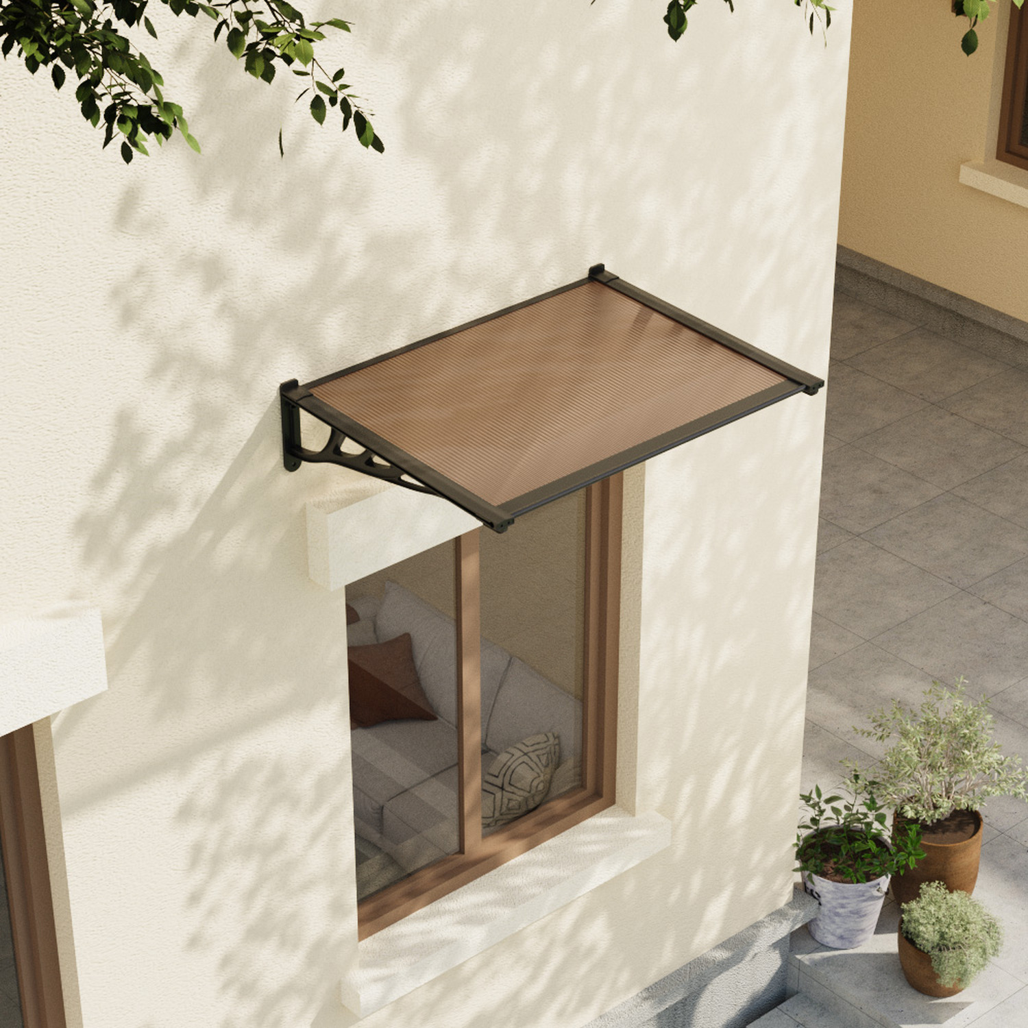 Image of Overdoor Awning Rain Canopy - Brown&hellip;