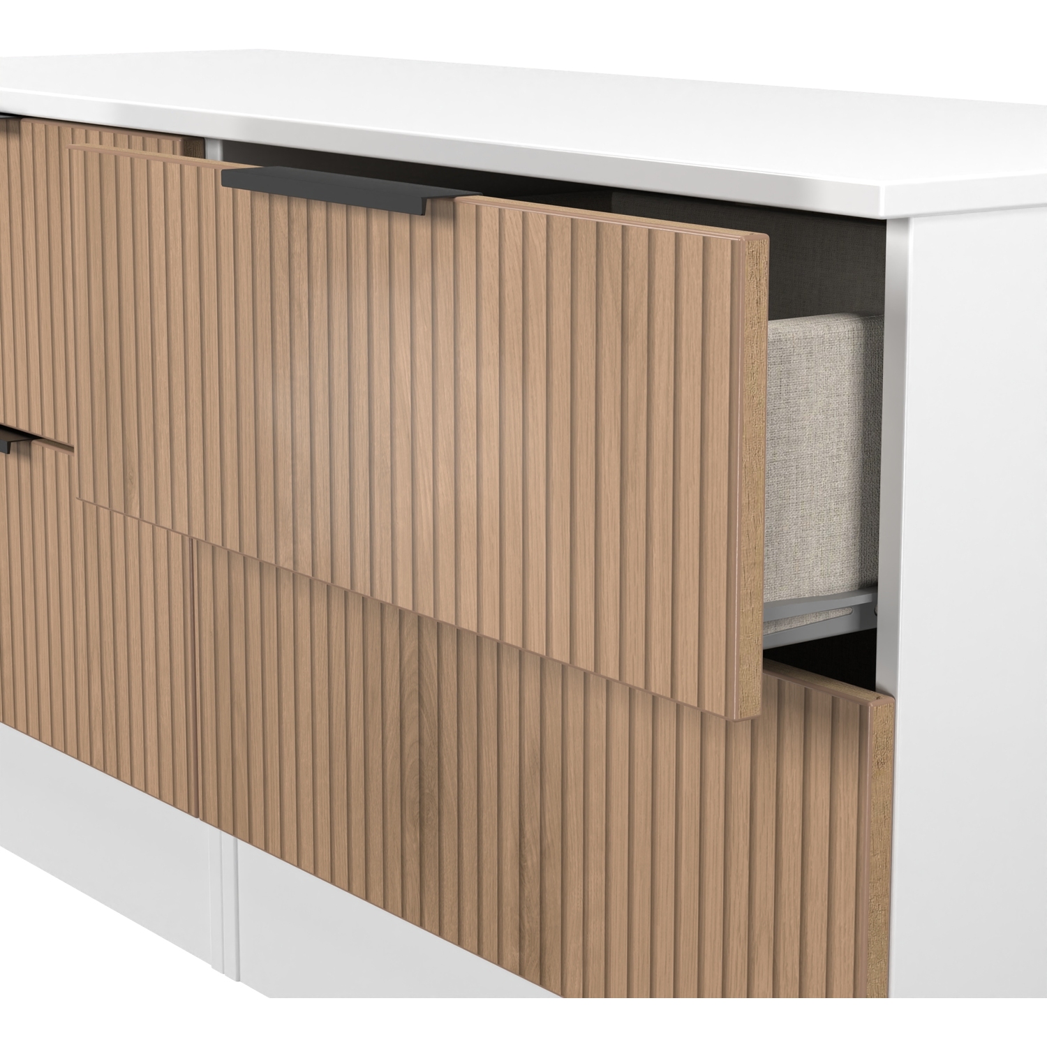 Java Ready Assembled 4 Drawer Bed Box - Slatted Effect White